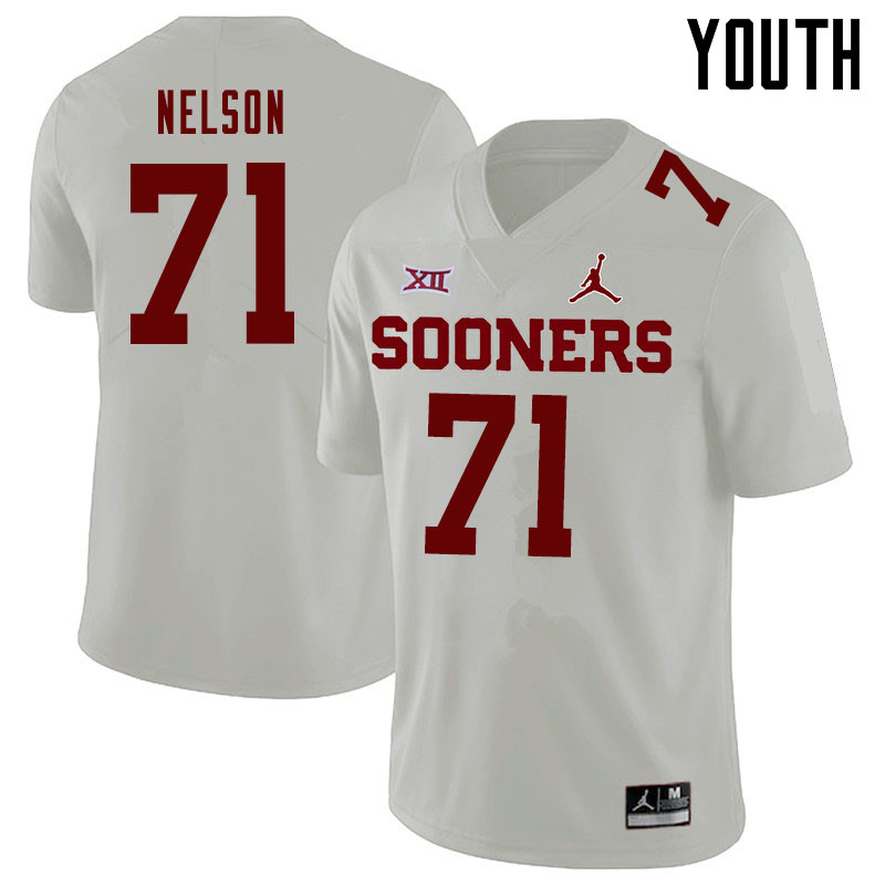 Jordan Brand Youth #71 Noah Nelson Oklahoma Sooners College Football Jerseys Sale-White - Click Image to Close